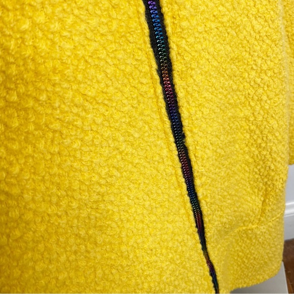 Desigual Yellow Wool Blend Land Abrig Coat Mustard Metallic Zip NWOT 44 - Picture 8 of 12